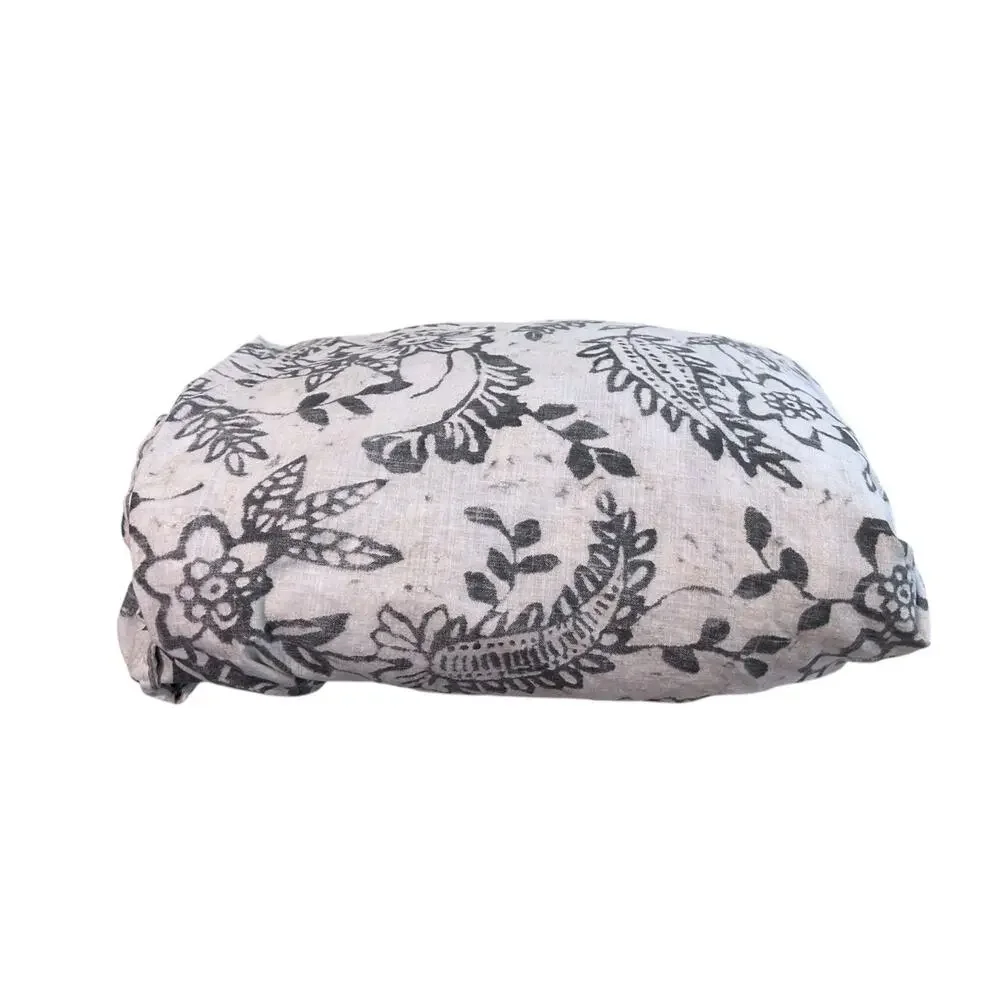Ralph Lauren Queen Duvet Cover Sara Cotton Paisley Striped White Grey